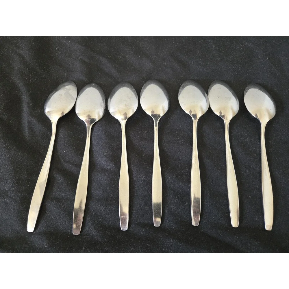 7 Vintage Castle Court Wheat Stainless Teaspoons Flatware Silverware Farmhouse
